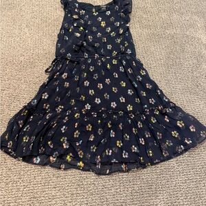 Aqua Navy Floral Kids Dress
